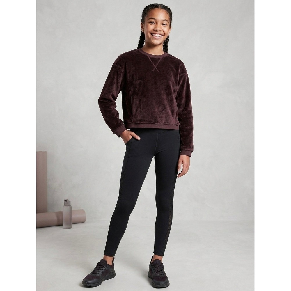 Athleta Girl Coaster Luxe Fleece Sweatshirt Burgundy Plum M 8-10 Pullover
